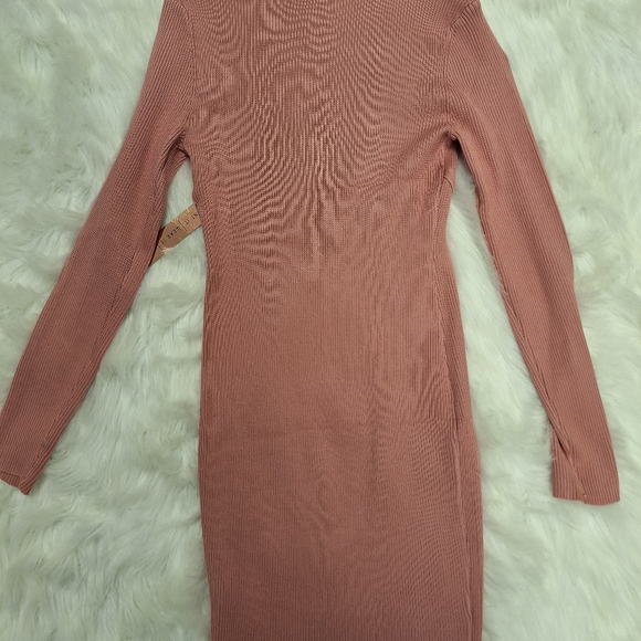 Pink champagne Almost Famous bodycon dress- Rue 21- New with tags Sz 1x - Picture 3 of 4